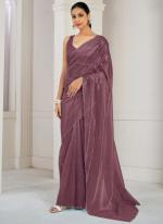 Soft Organza Dark Pink Casual Wear Hand Work Saree